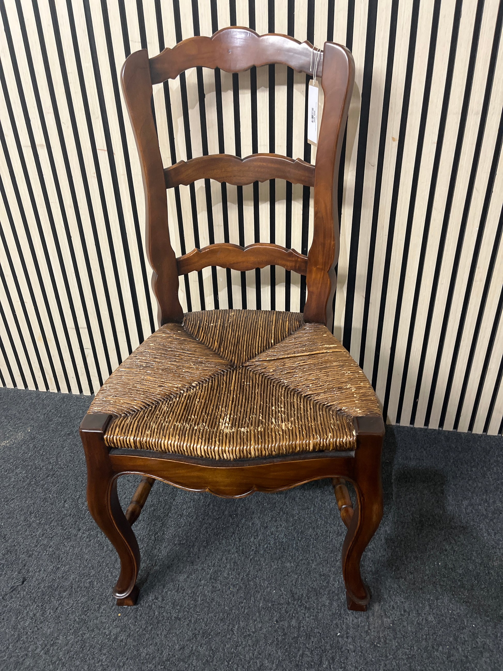 Wooden dark rush seat dining chair 43814