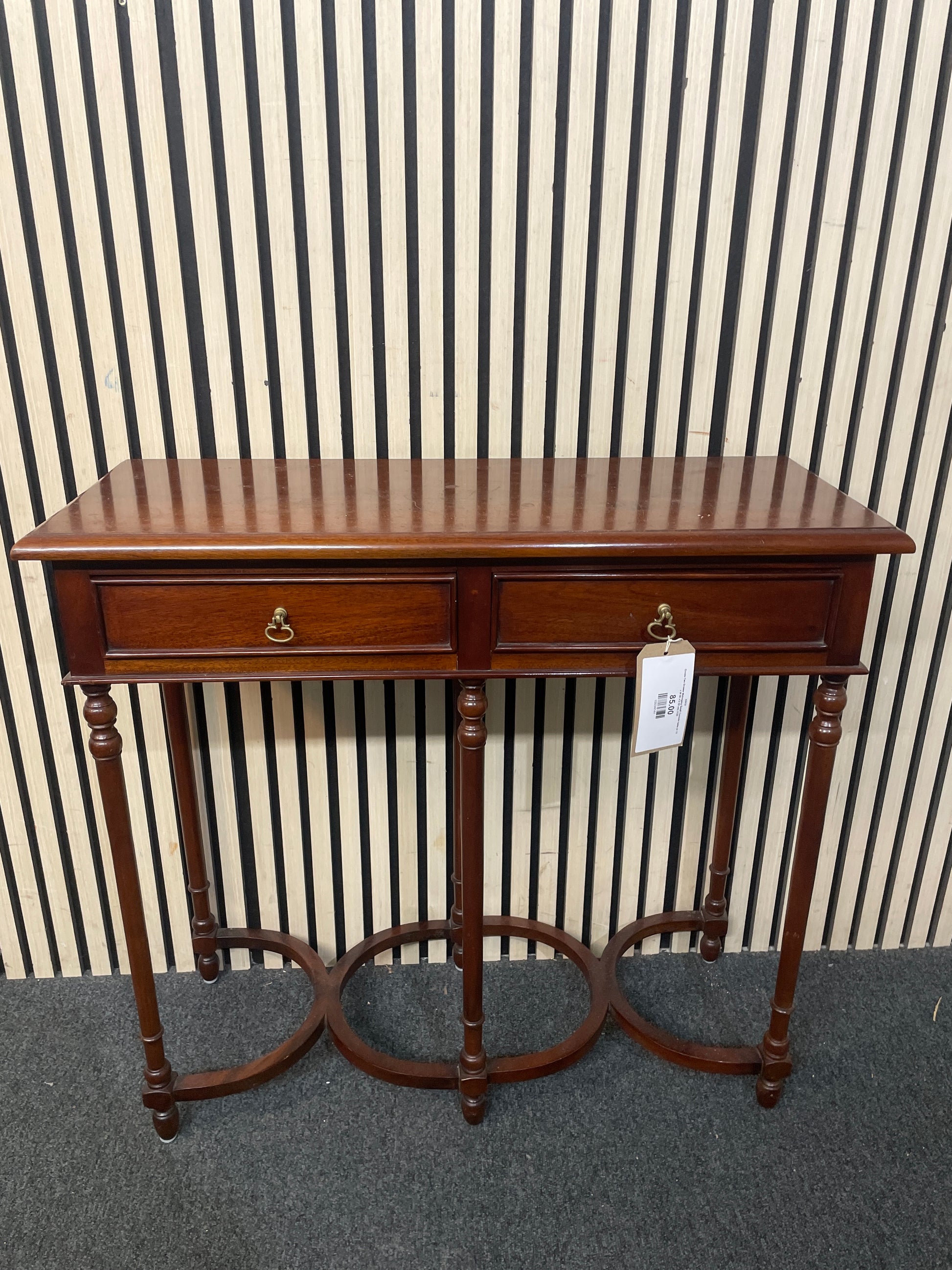 Ornate Two Drawer Mahogany Small Console table (H 75 x W 80 x D 32 cm) 3126