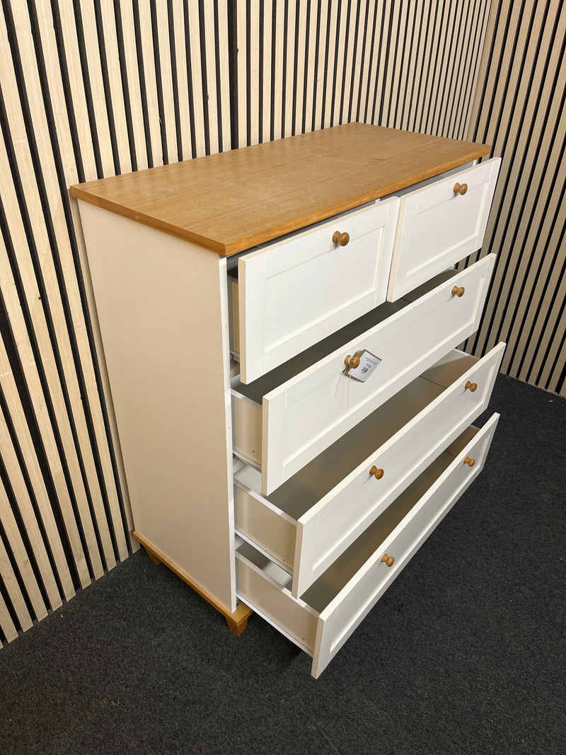 white laminate with wood top 2+1+1+1 drawer chest of drawers  (H 104 x W 88 x D 40 cm)  44618