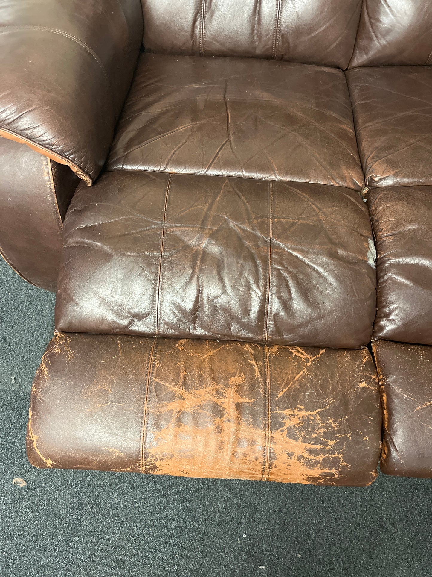 Brown leather reclining 2 seater sofa 2325