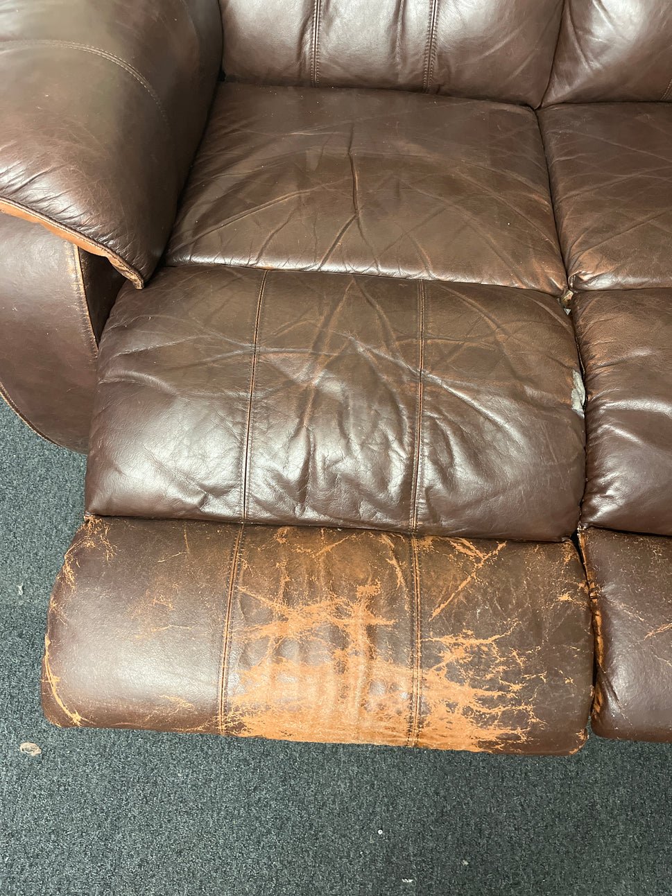 Brown leather reclining 2 seater sofa 2325