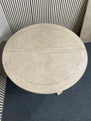 Limed oak circular extendable dining table with coloumn base (diameter 120 cm + 45 cm extension)  44800