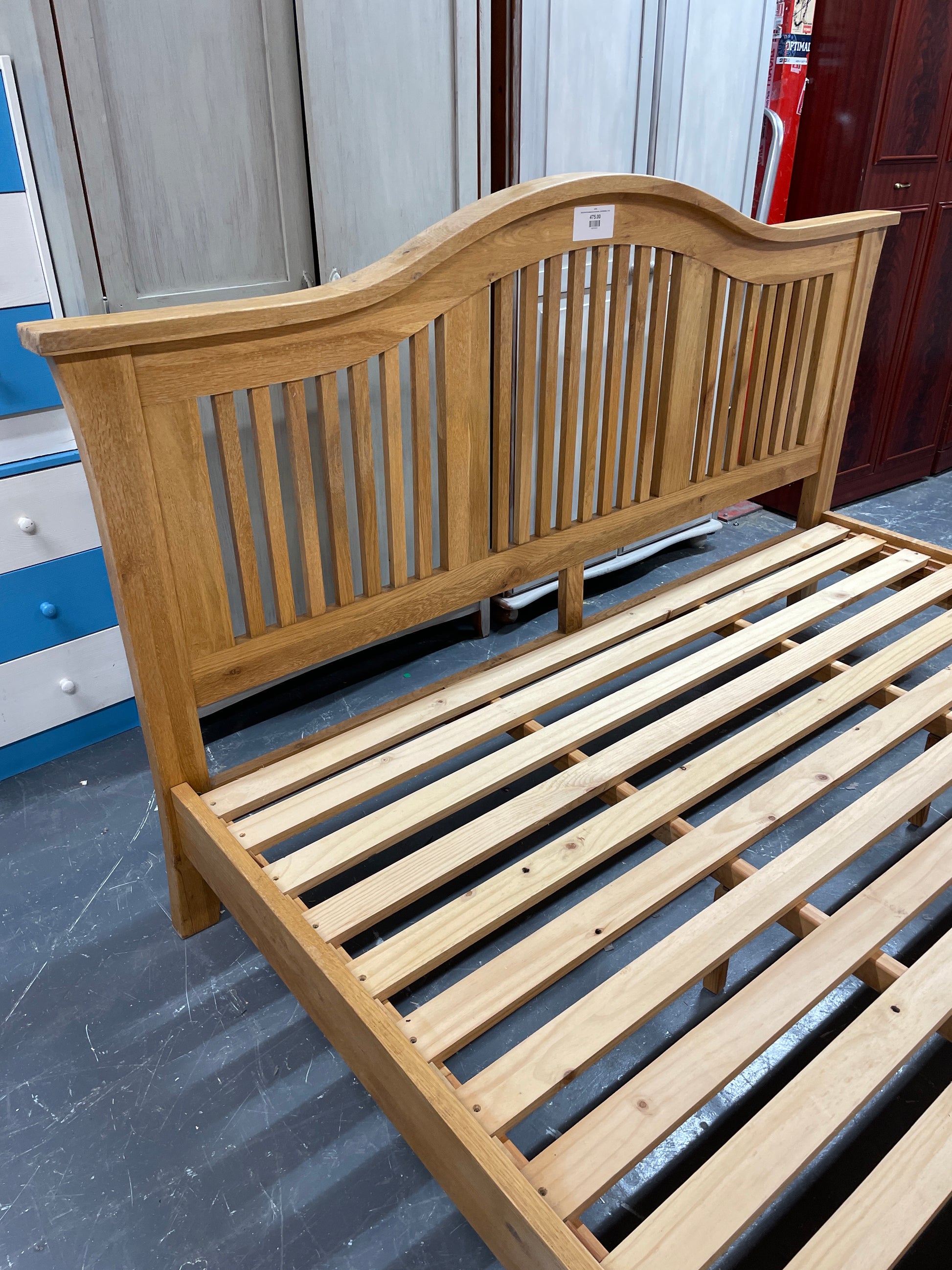 Solid Oak 6ft slatted back bed frame  (SUPERKING)  3126