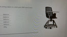 Switch Report mobile conference chair with writing tablet on castors, black plastic seat, dark grey writing tablet with drinks holder. 90Hx64Wx59H. Seat height 445mm 3 image