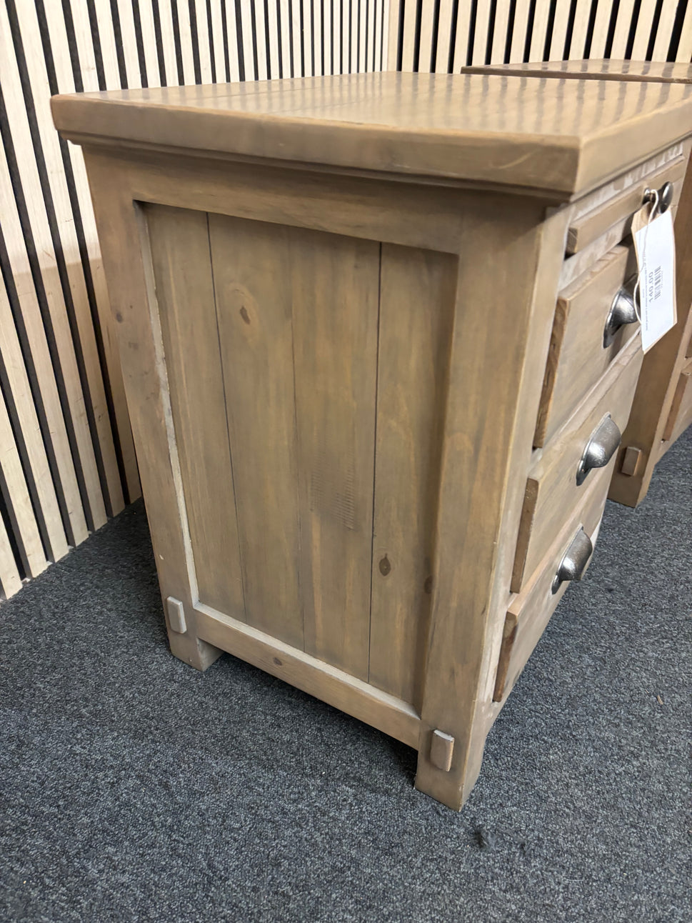Solid grey oak 3 drawer bedside locker (SET OF 2) 2226