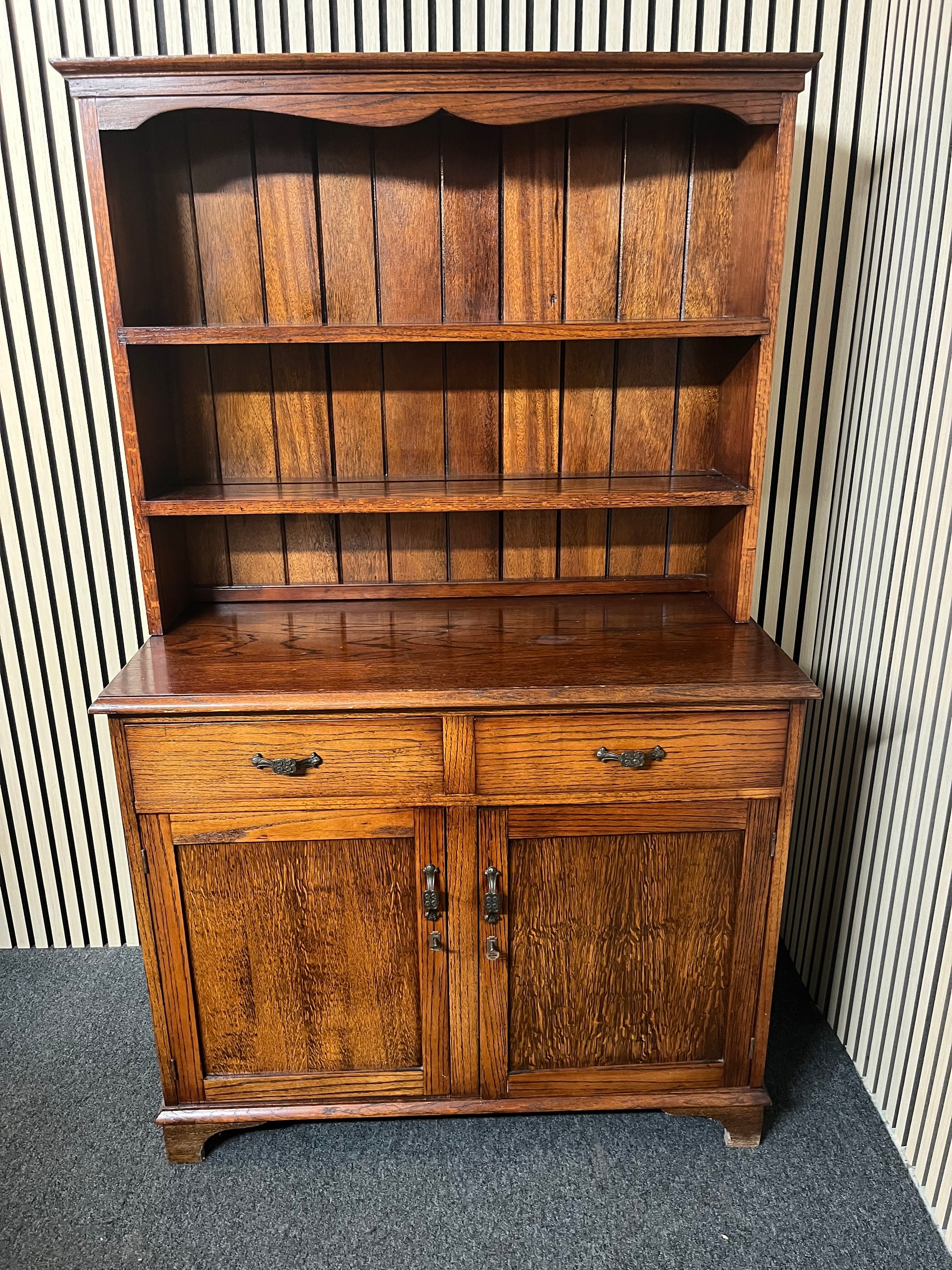 Tall solid dutch oak top open kitchen dresser (H 173 x W 101 x D 46 cm) 2325