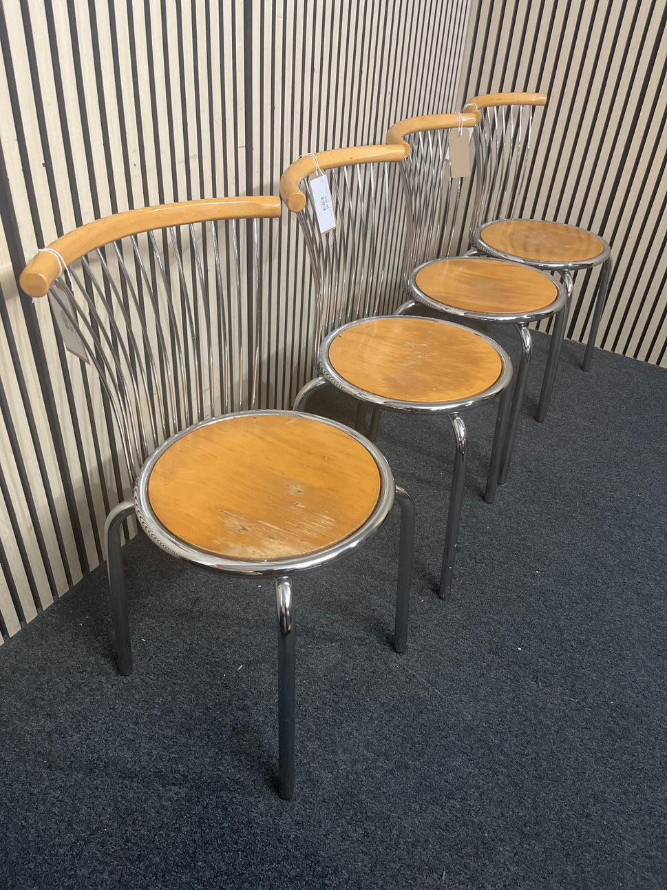 chrome and beech dining chair (SET OF 4)  44367