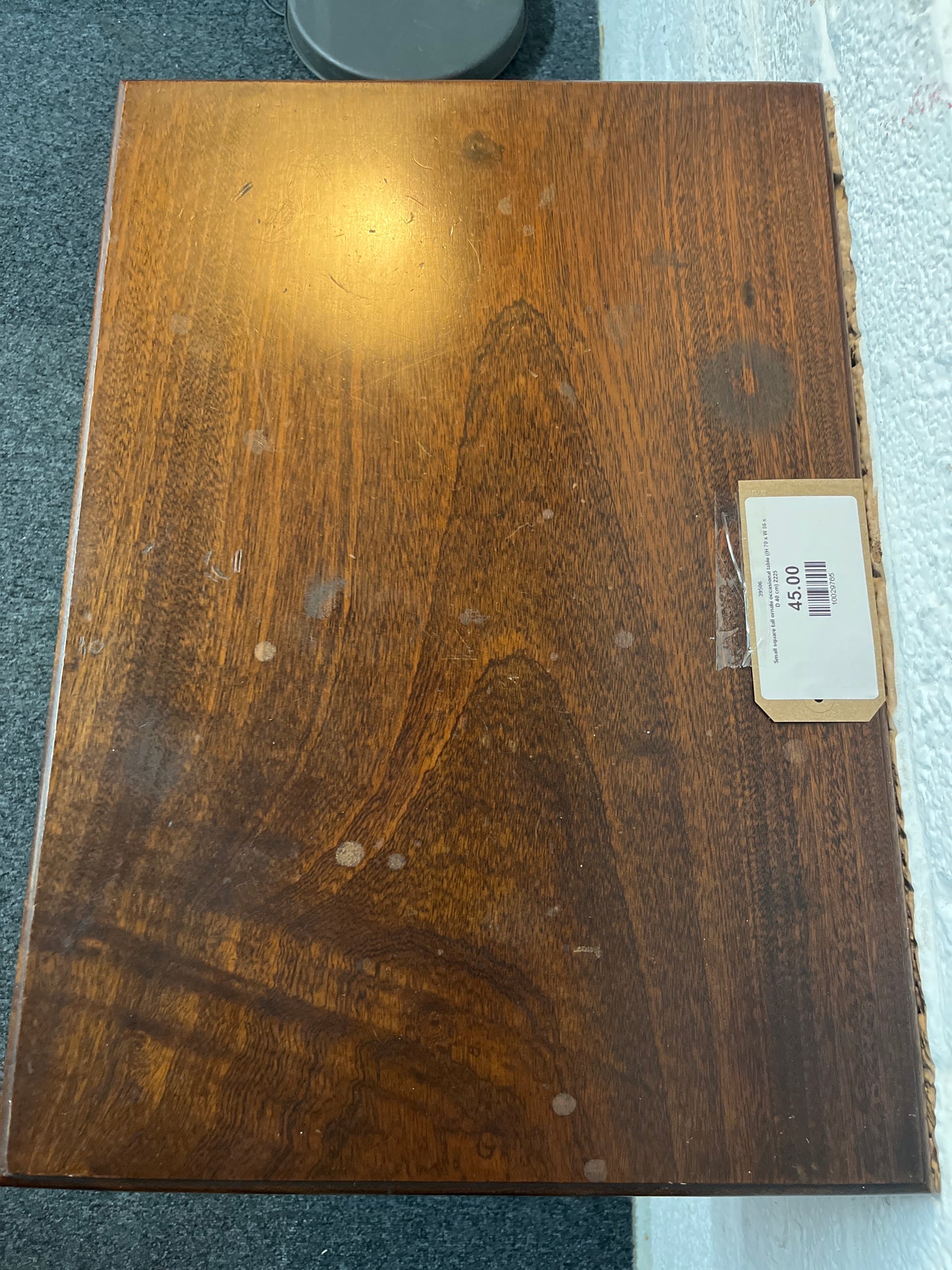 Small square tall ornate occasional table ((H 70 x W 56 x D 40 cm) 2225