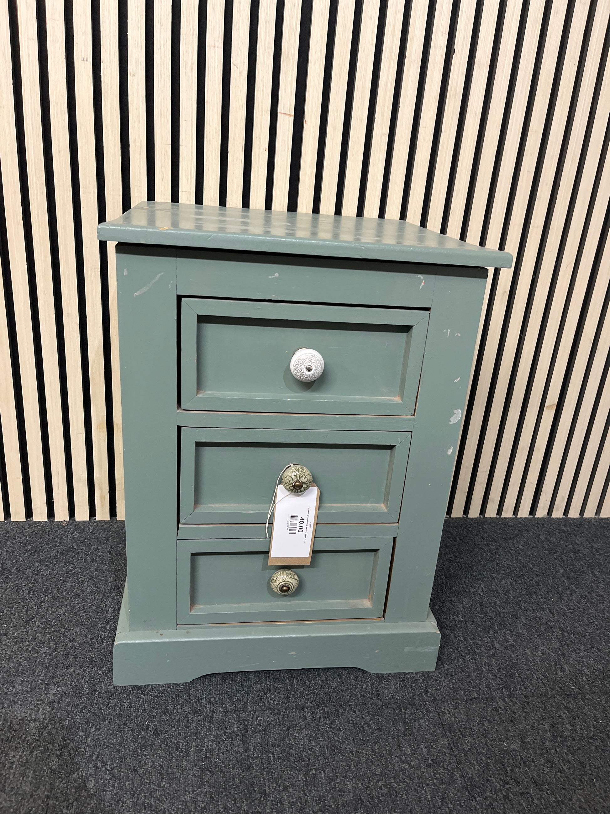 1 drawer grey painted bedside table 3126