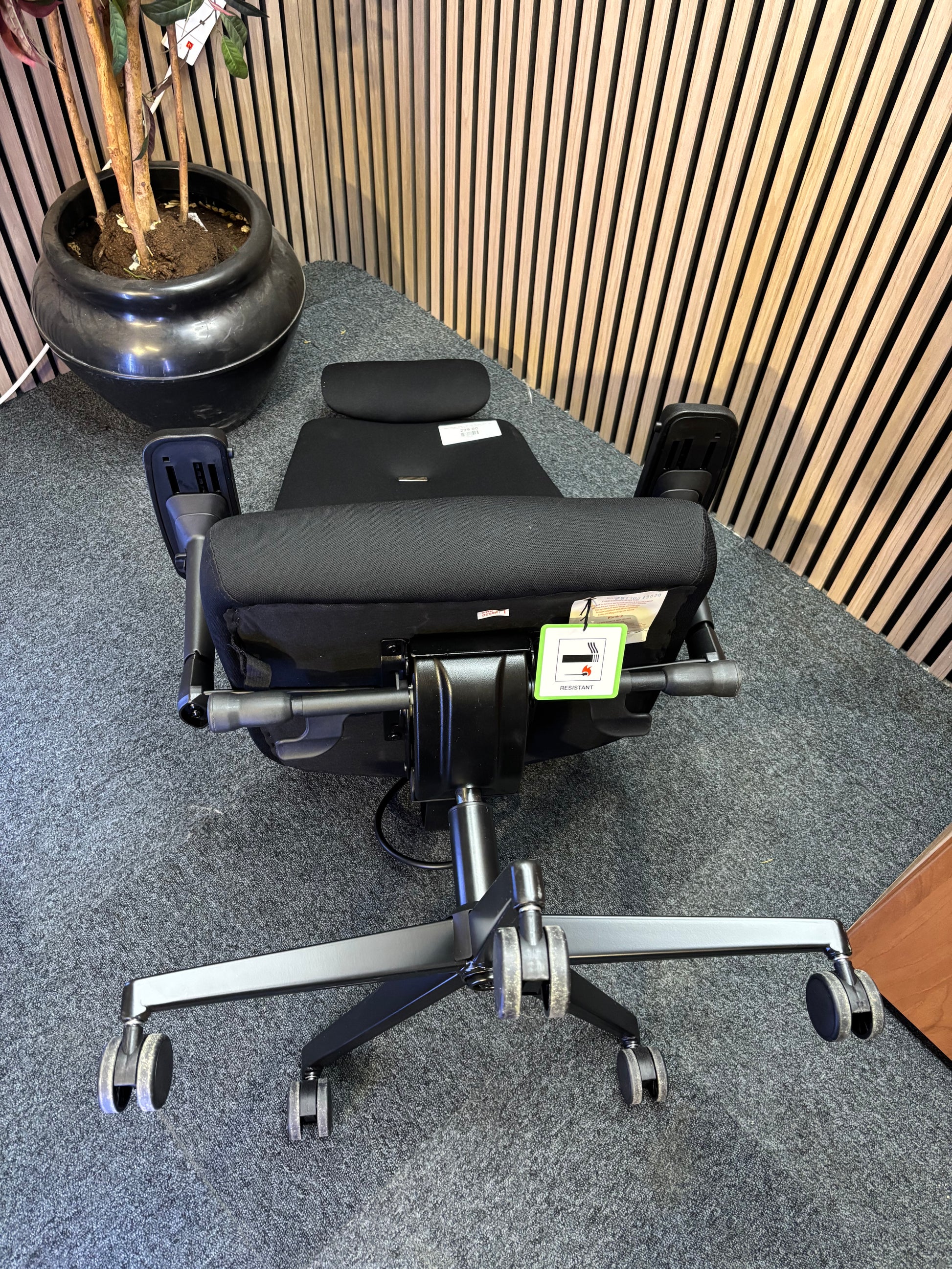 Hatha high back posture task chair with black fabric seat and back, headrest & adjustable arms