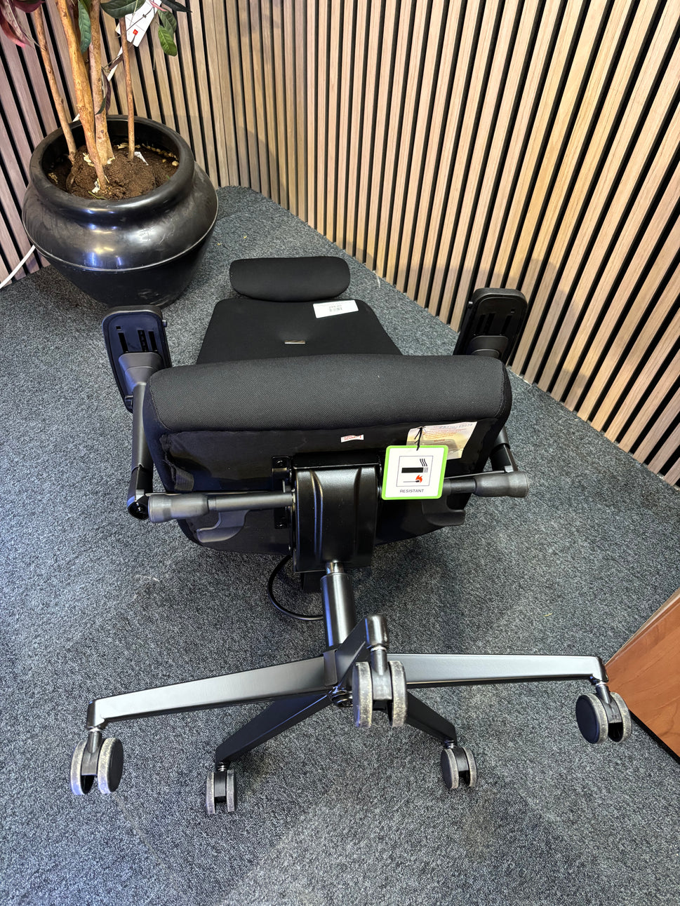 Hatha high back posture task chair with black fabric seat and back, headrest & adjustable arms