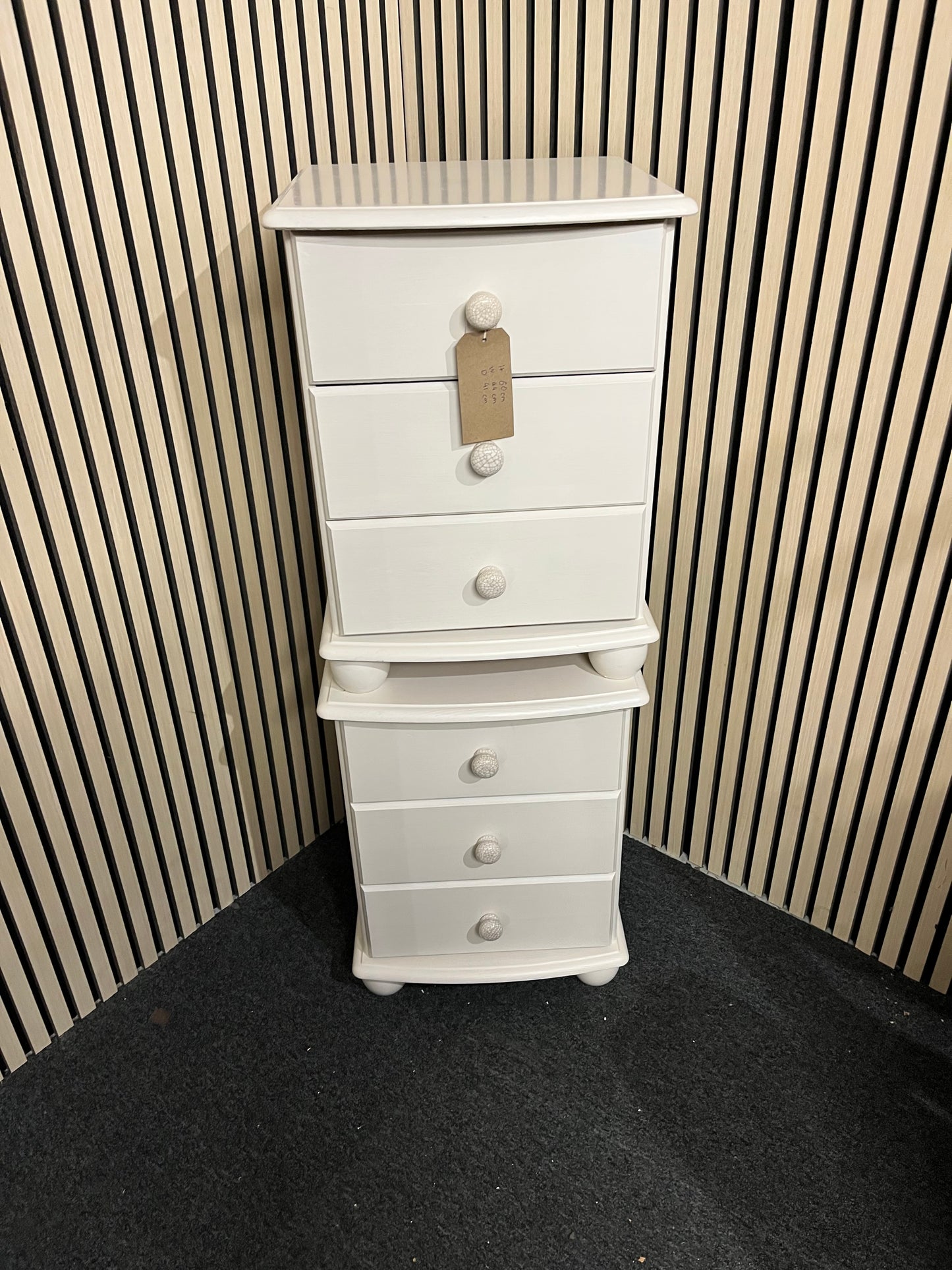 Solid pine cream painted 3 drawer bedside locker