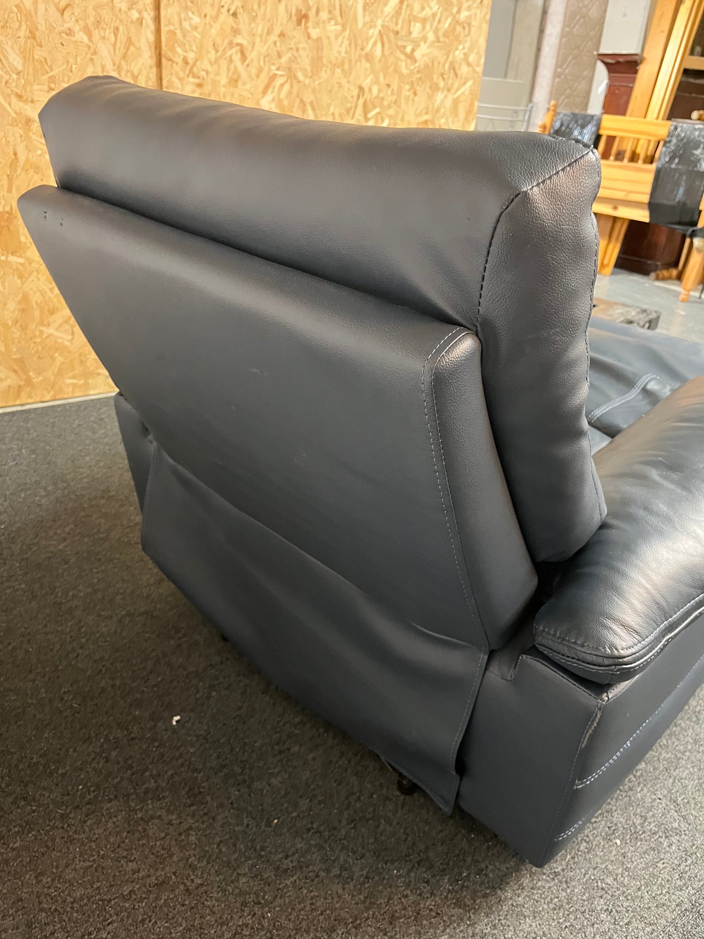 Real navy leather recliner armchair 1325