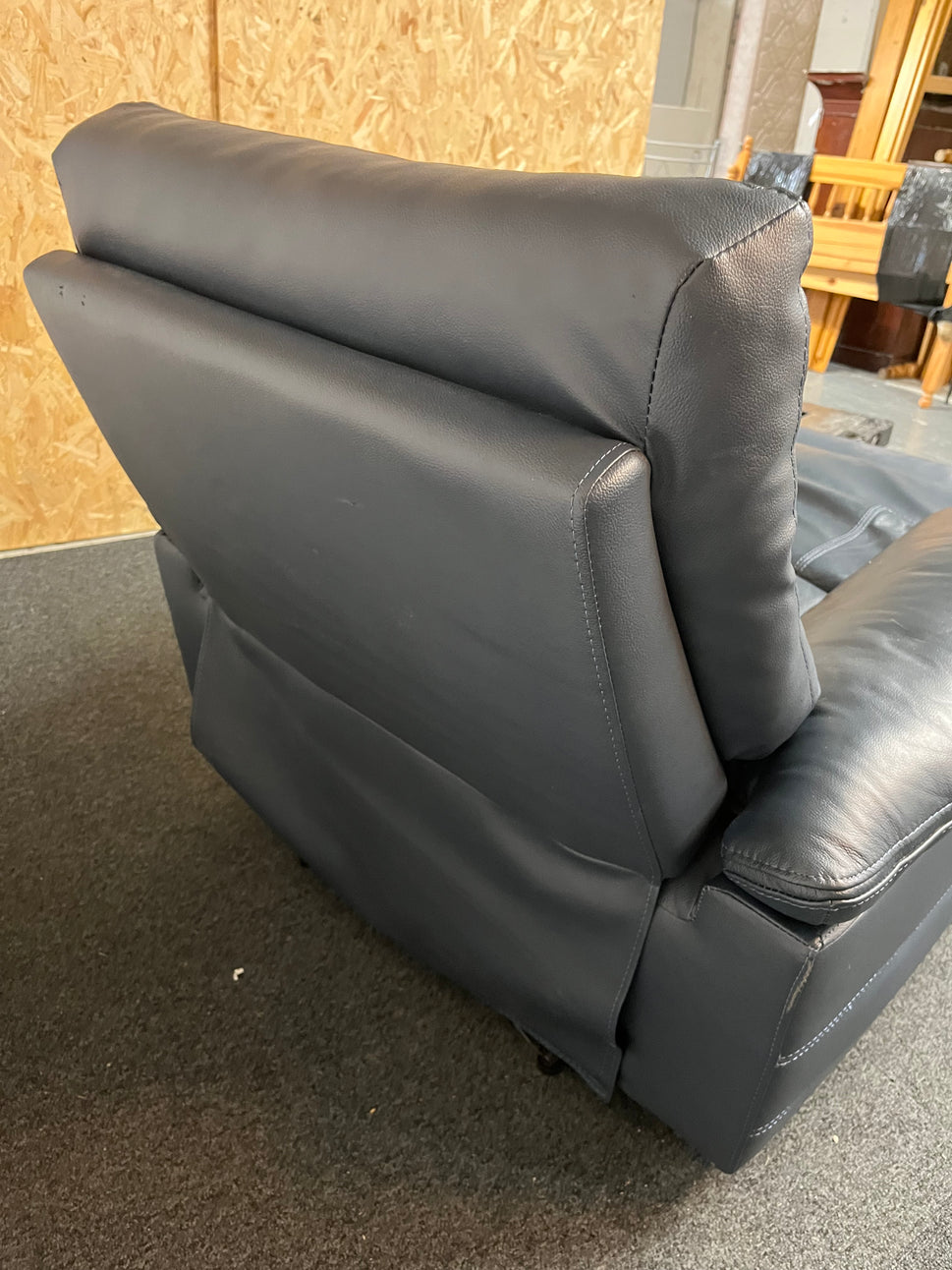 Real navy leather recliner armchair 1325