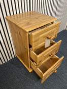 3 drawer oak laminate bedside locker 40Wx40Dx68H  44461