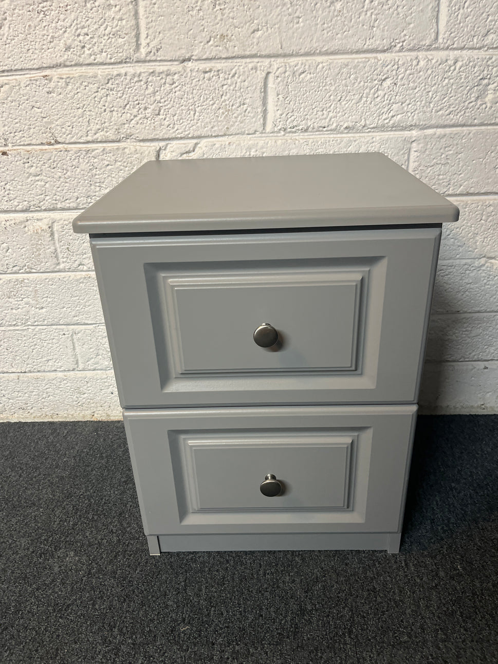 Dark grey foil wrapped laminate 2 drawer bedside locker (420Wx595Dx555H) 2225