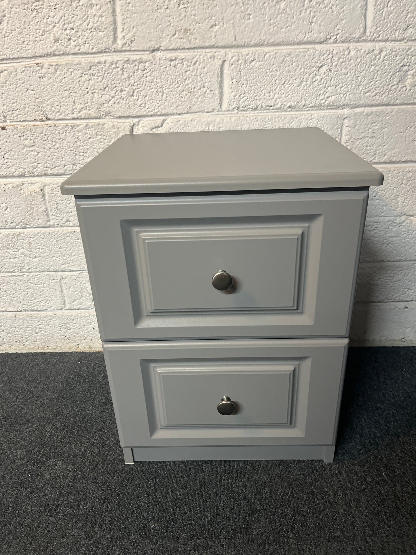 Dark grey foil wrapped laminate 2 drawer bedside locker (420Wx595Dx555H) 2225