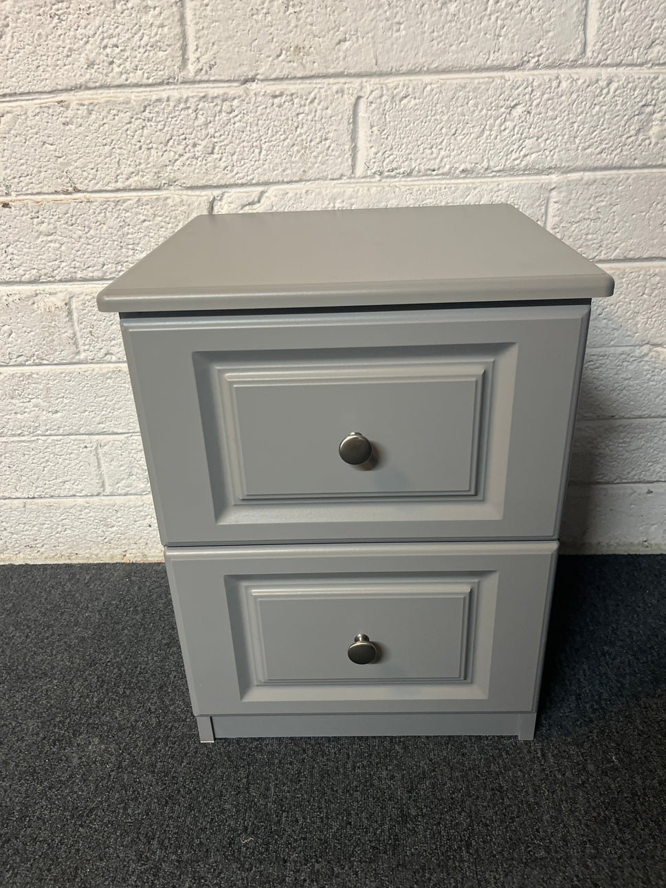 Dark grey foil wrapped laminate 2 drawer bedside locker (420Wx595Dx555H) 2225