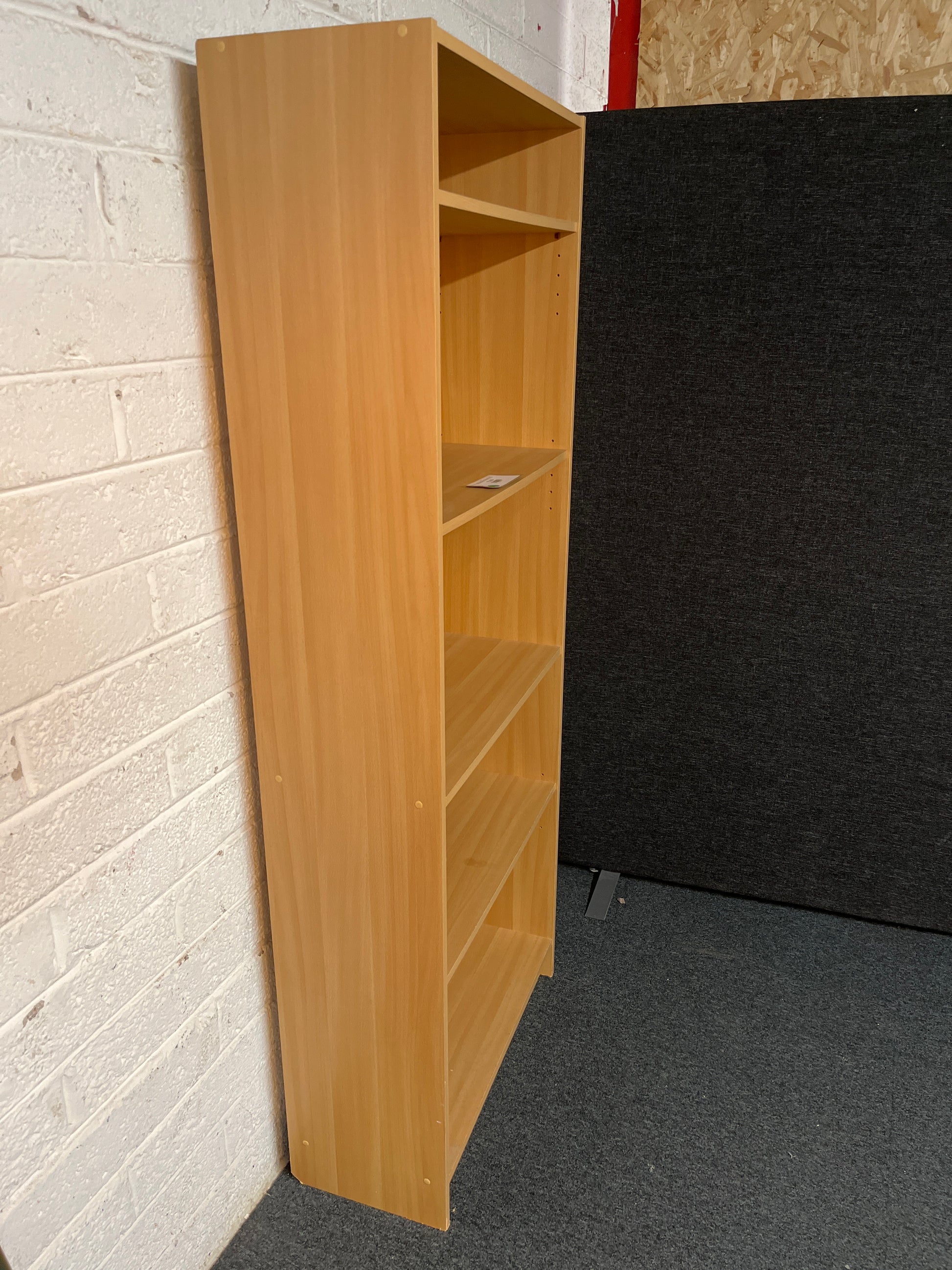 Tall beech laminate open fronted bookcase with adjustable shelves (H 176 x W 68 x D 30 cm) 2225