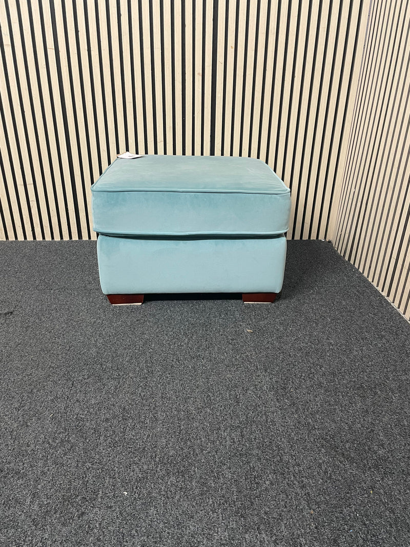 Turquoise fabric square poof  44716