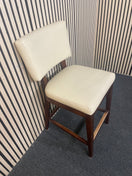 White leather high back breakfast bar stool with walnut frame  44615