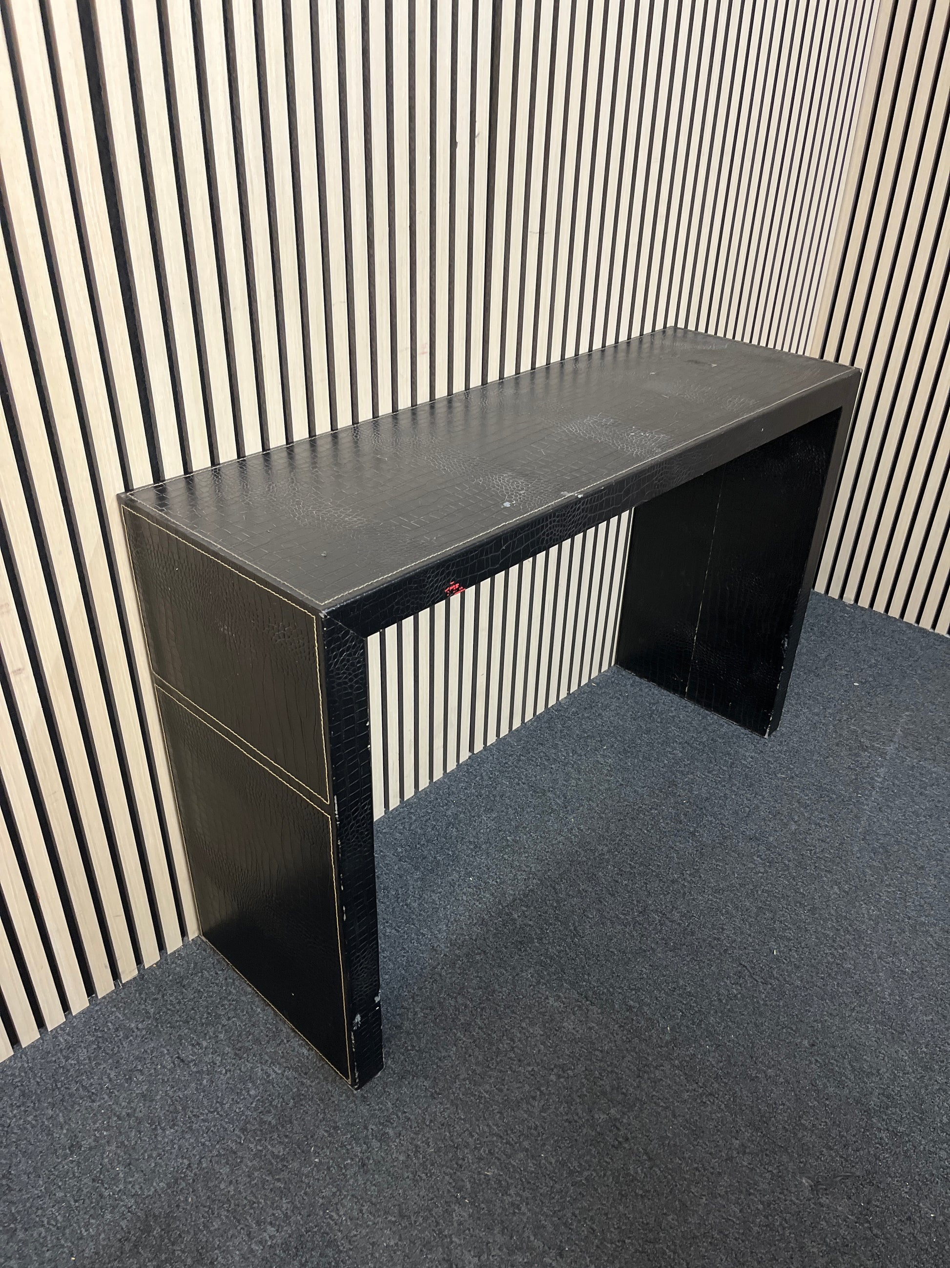 Black embossed leather tall console table (H 80 x W 120 x D 40 cm)