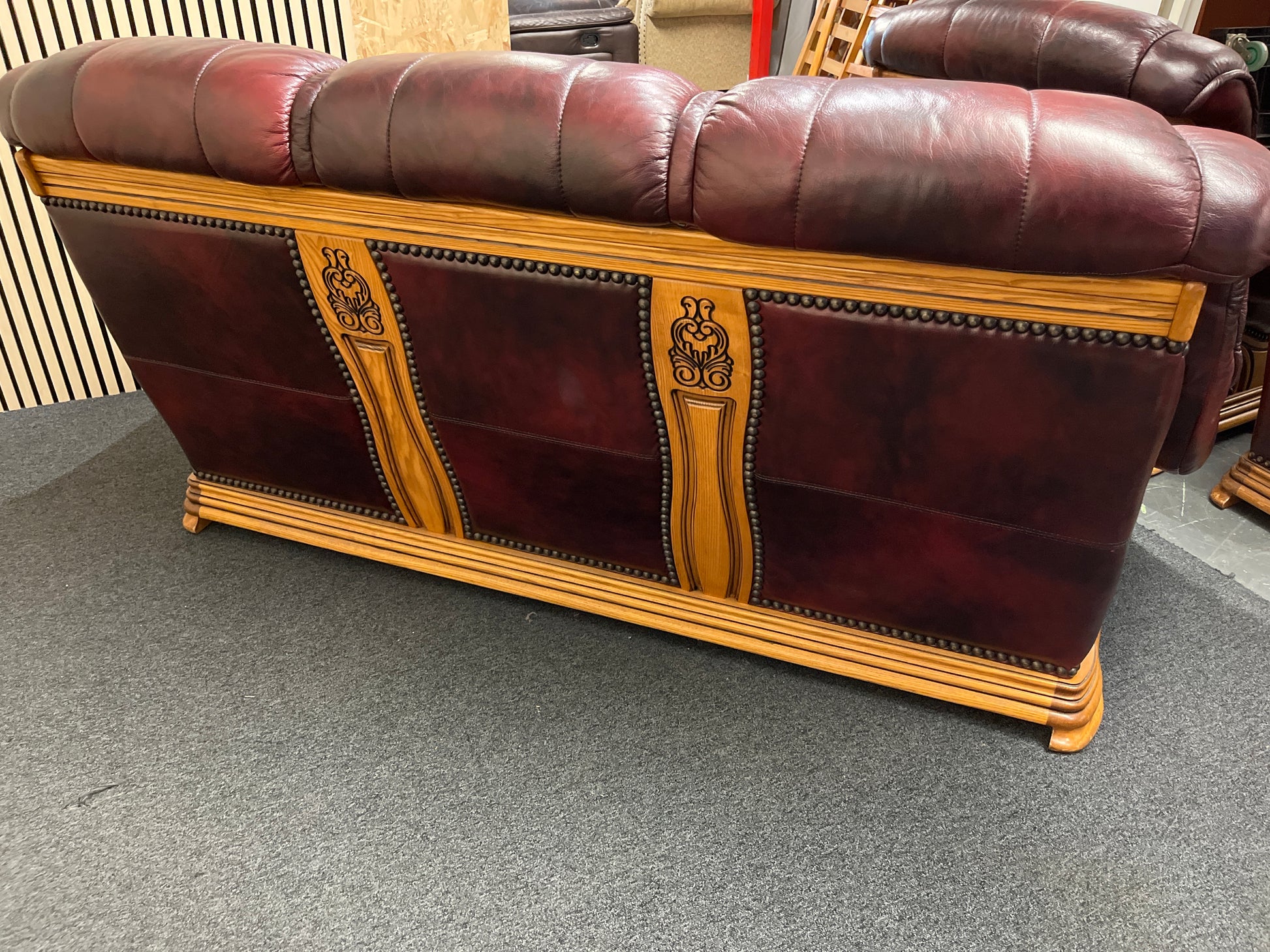 3+1+1 solid wood framed, real wine leather sofa suite 2325
