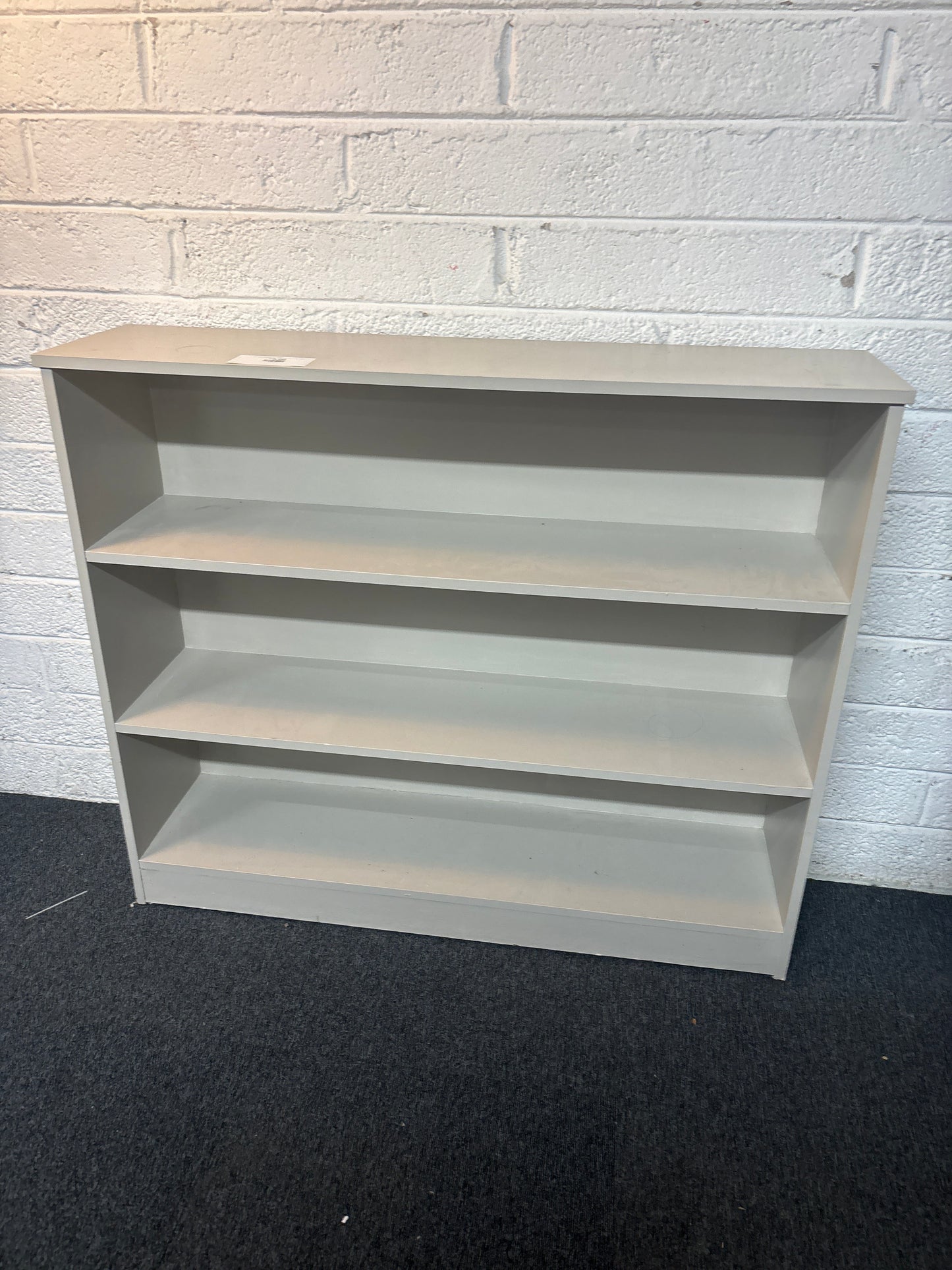 Tall white laminate open bookcase 4ft W x 3ft H 2225
