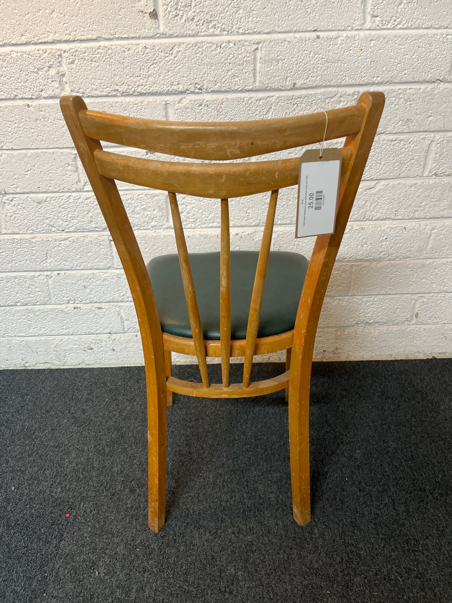 Solid beech bentwood chairs with green vinyl seat 3225
