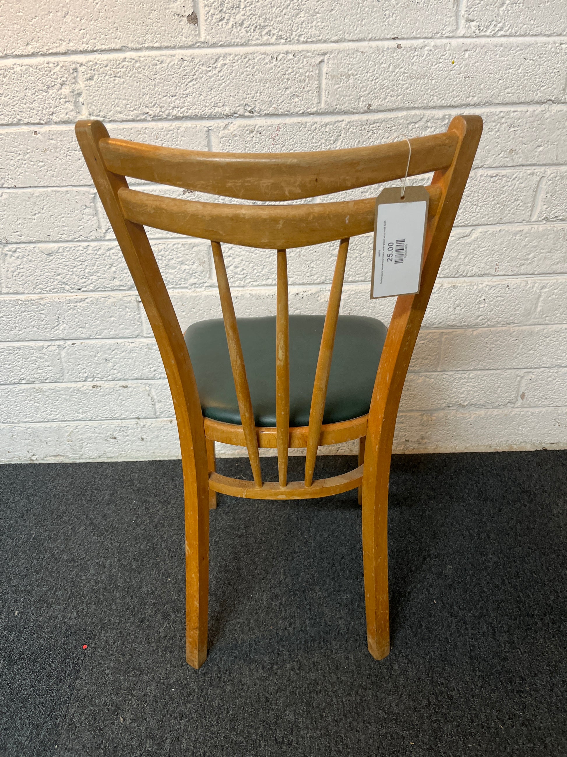 Solid beech bentwood chairs with green vinyl seat 3225