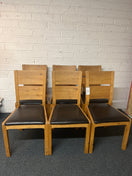 Switch Solid oak high back kitchen chair with dark brown leather seat- set of 6 chairs 1325 2 image
