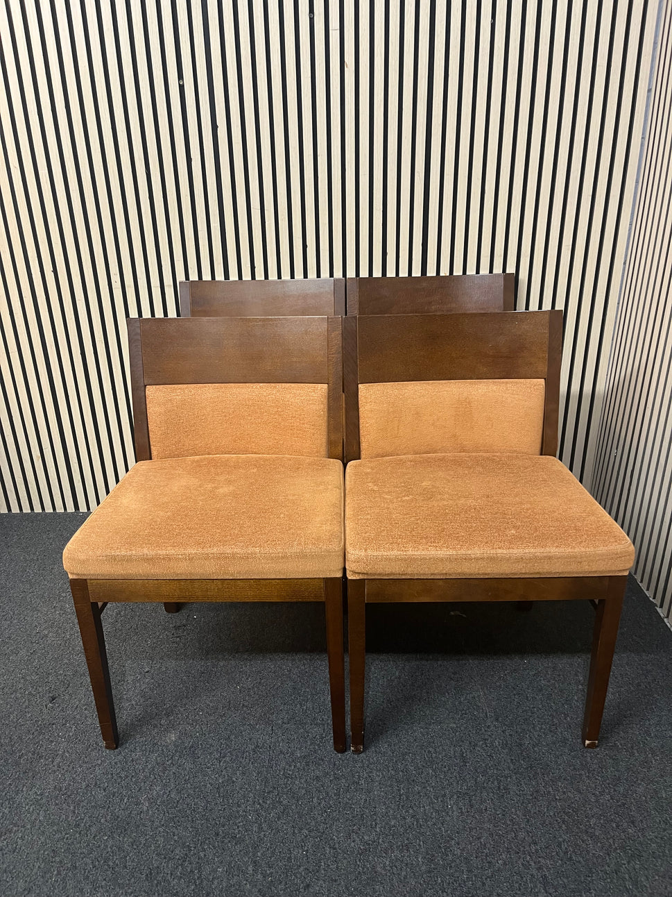 Solid Walnut dining chair with apricot mixed fabric seat (SET OF 4) 43805A