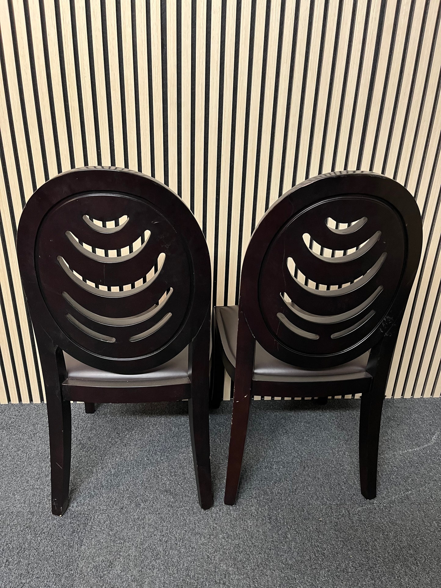 Black wood framed dining chairs with black leather seats (SET OF 2) 2325
