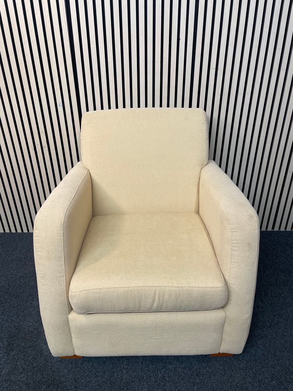 High back modern oatmeal fabric armchair 4225