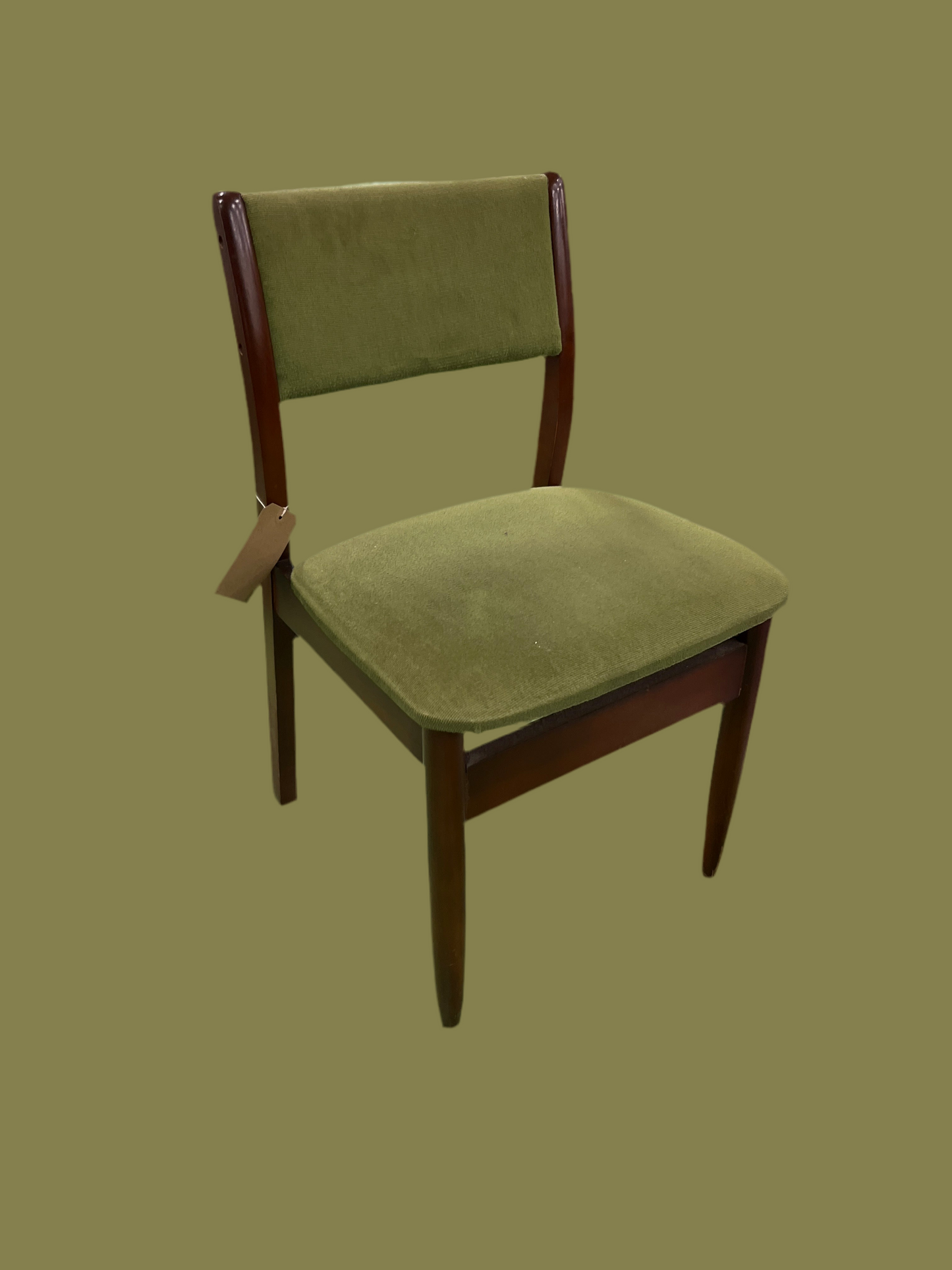 green fabric dining chair with mahogany frame 2125