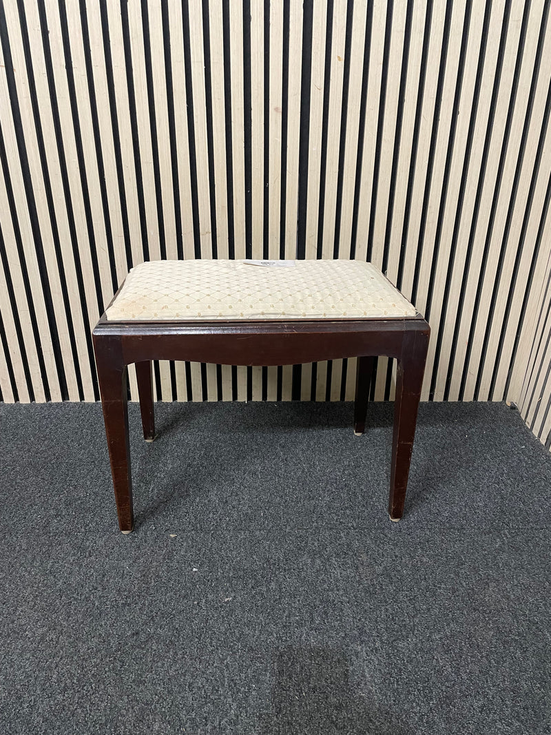 Small mahogany framed stool with cream fabric seat  44631