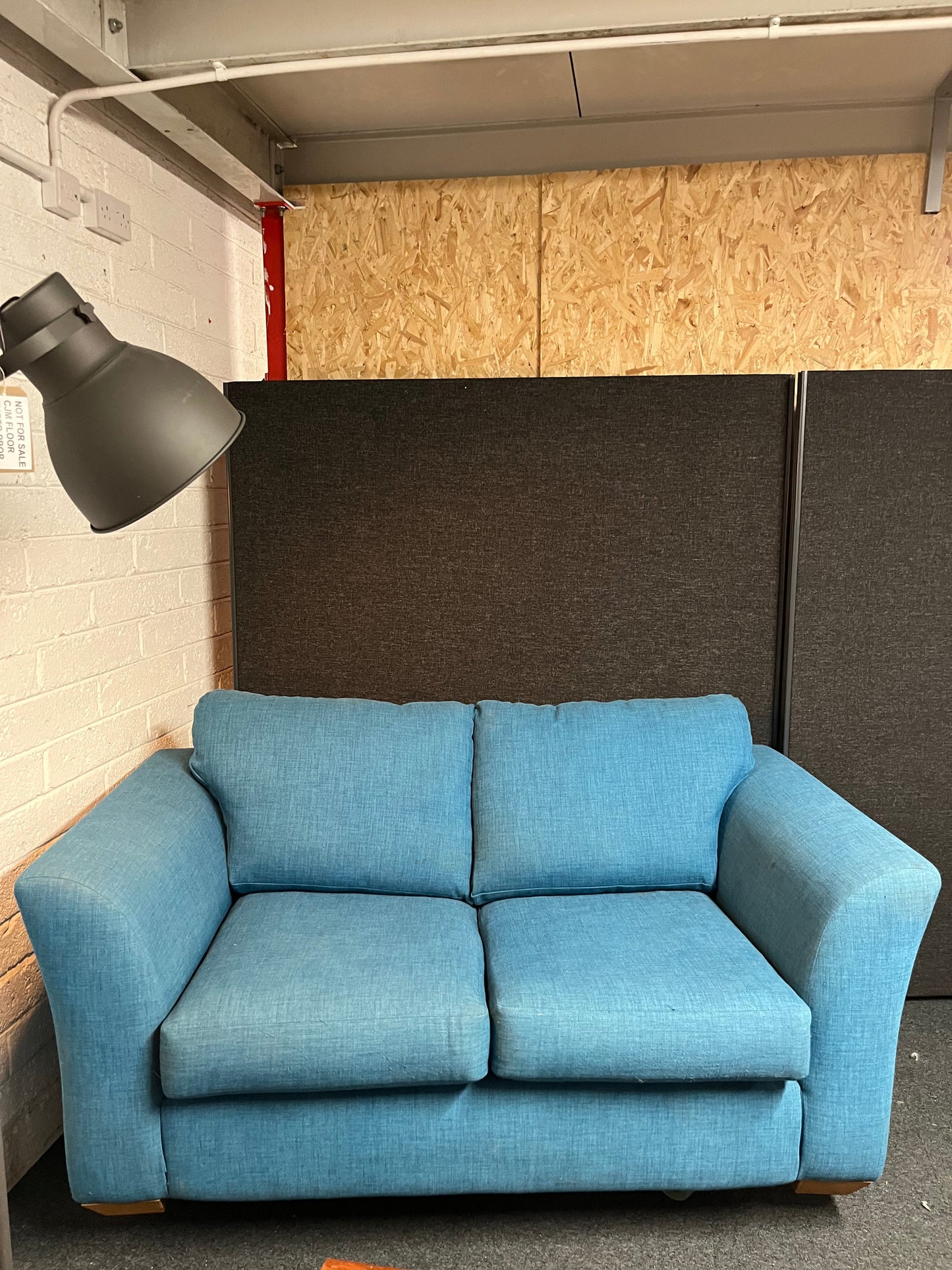 2 seater large aqua green fabric sofa 2225