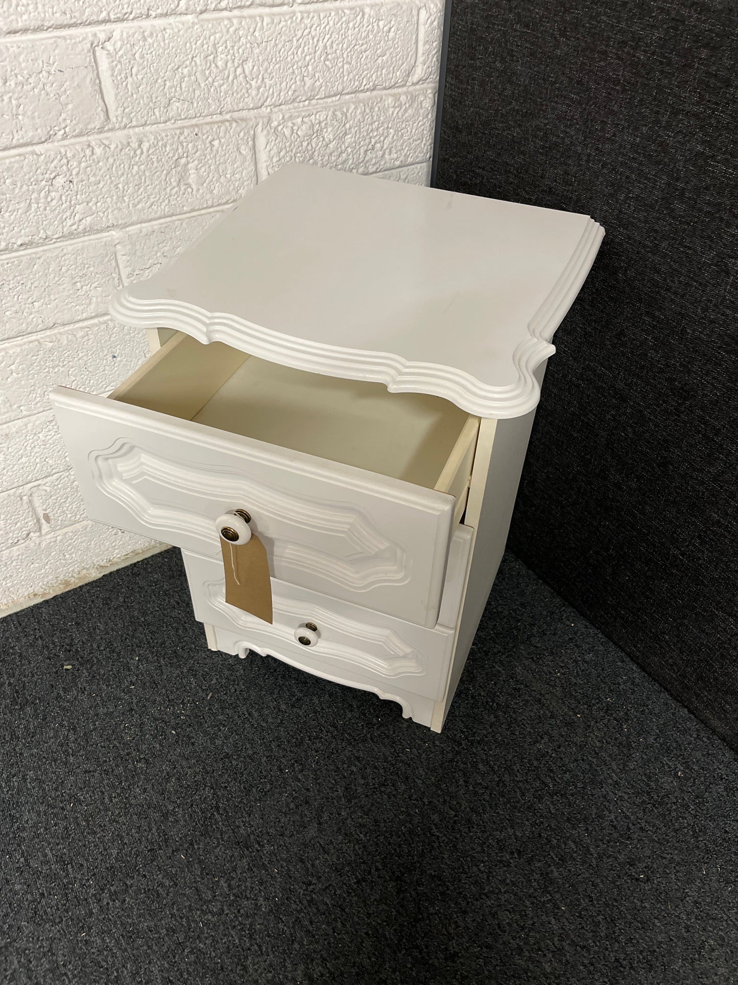 3 door white bedside locker  1225