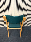 Switch solid beech framed stacking chair with arms, green fabric seat and back 3 image