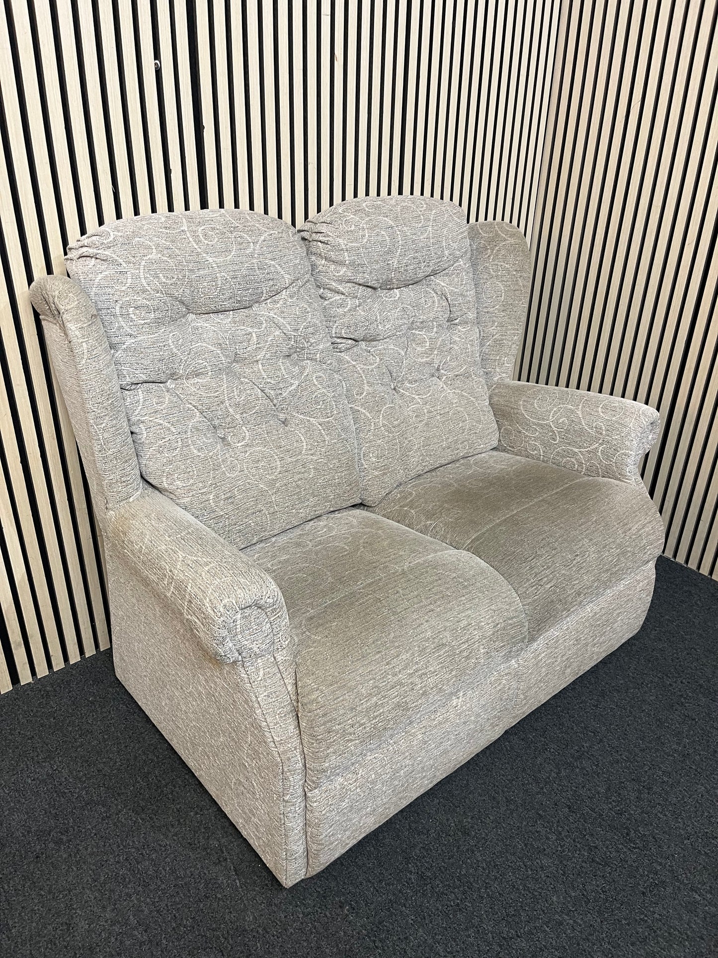 2 seater high back grey pattern sofa   44333