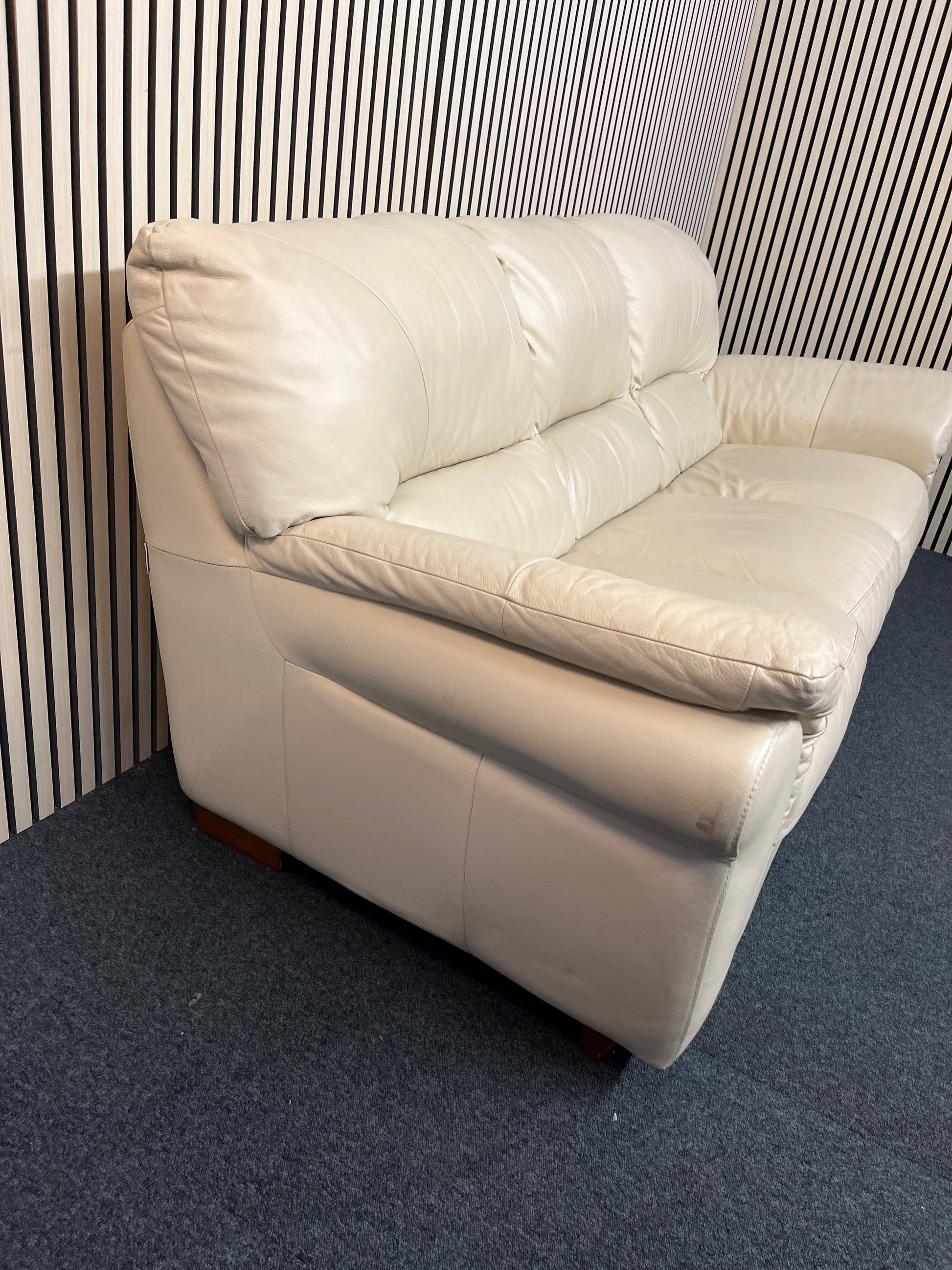 3 seater soft cream leather sofa (210 cm wide) 3325