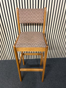 Switch Solid stained rubberwood high back bar stool with brown mix fabric seat cushion 2 image