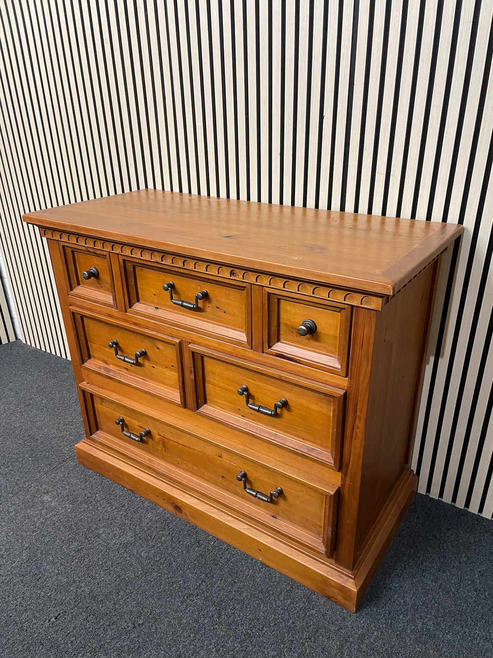 Solid natural pine 1+2+3 large chest of drawers (H 91 x W 110 x D 50 cm) 2425