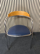 Switch Chrome framed, beech curved back, navy vinyl seat fabric stacking chair 1425 2 image