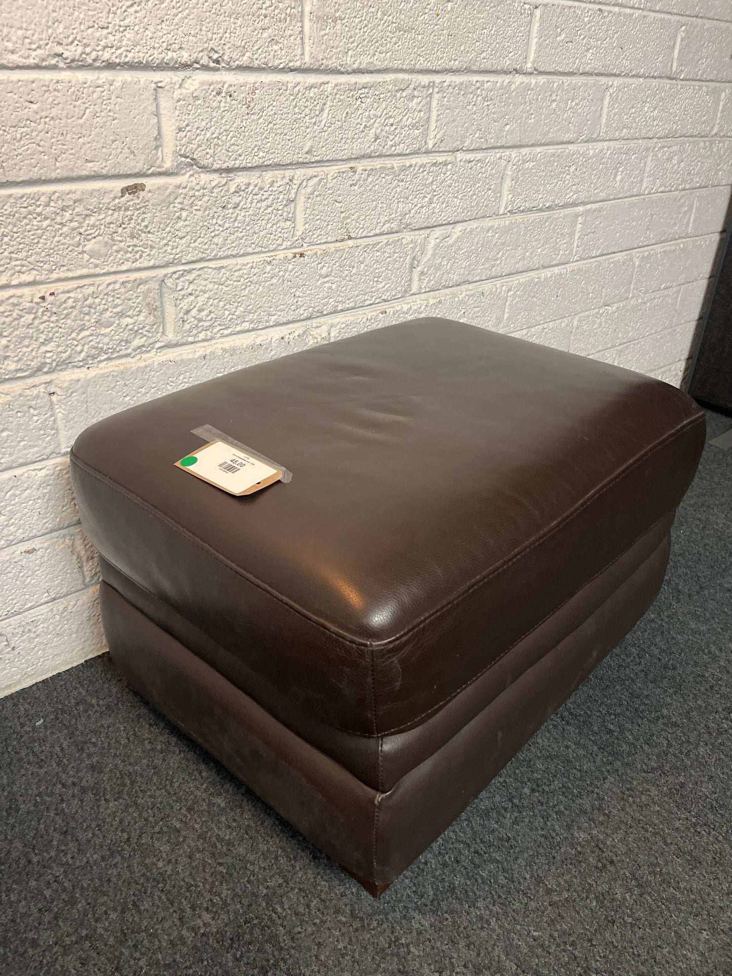 brown leatherette poof  1225