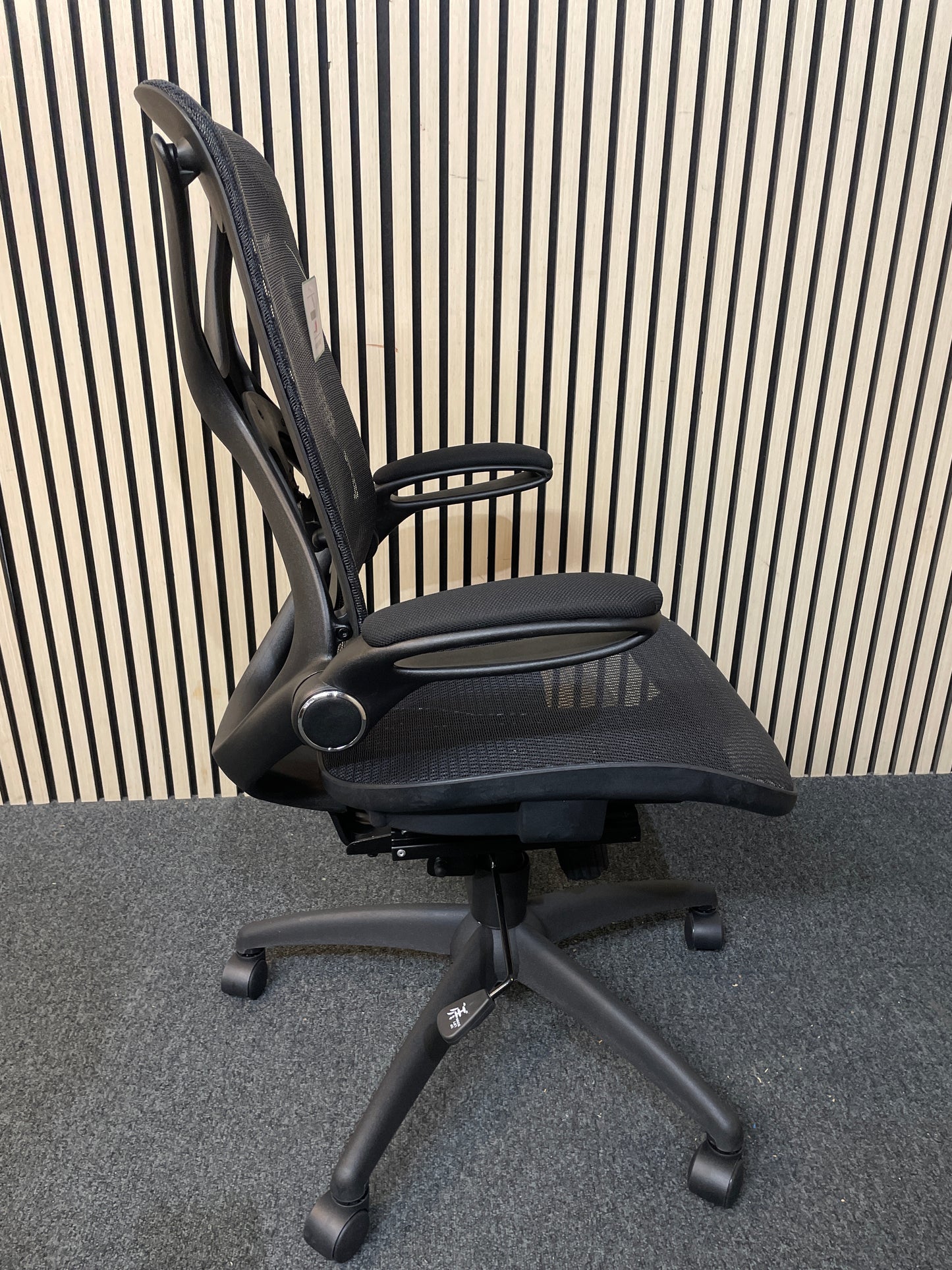 Napier high mesh back operator chair with mesh seat - black with folding arms