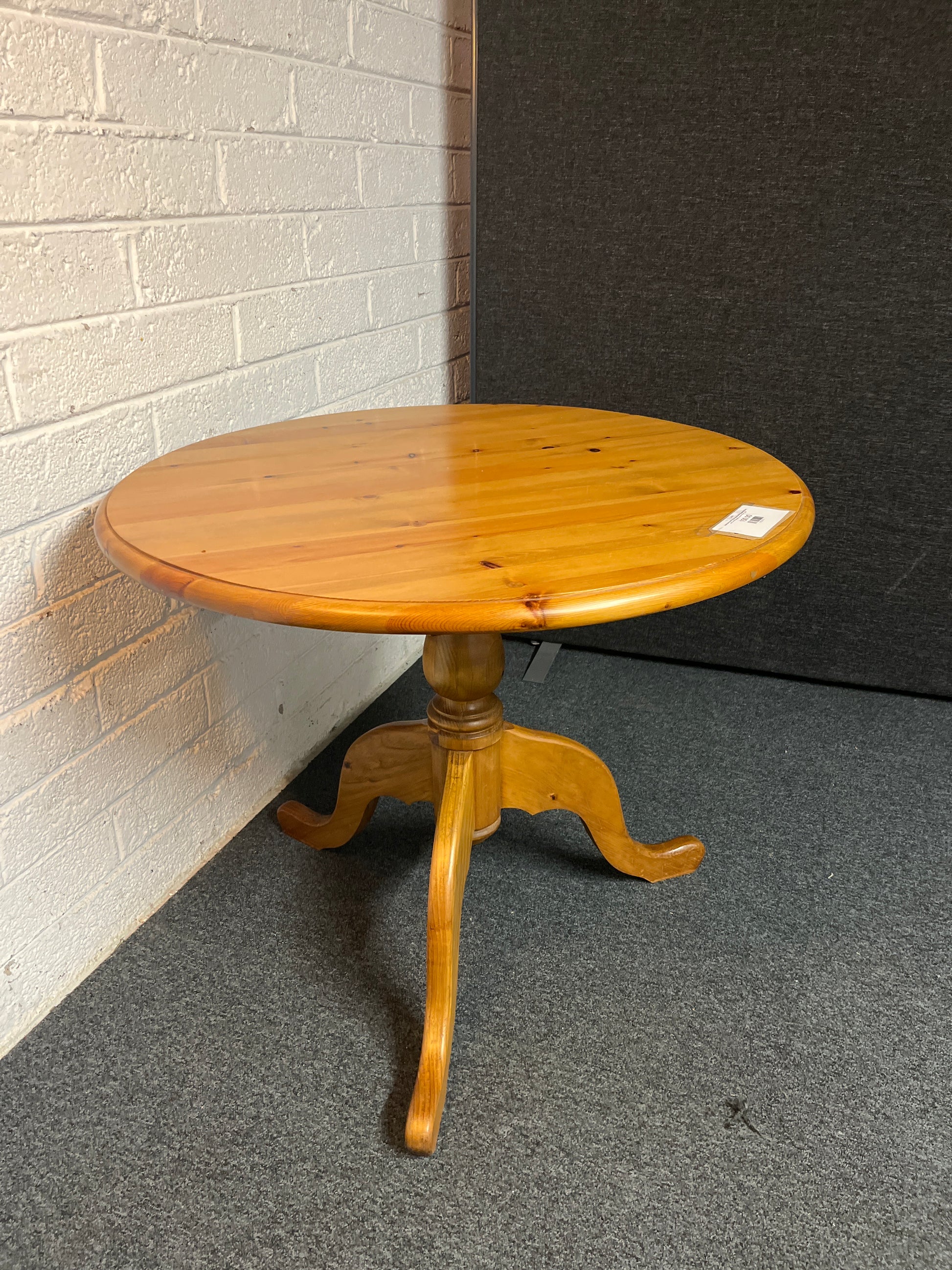 Solid pine small circular dining table (diameter 90cm) with central wooden column base  2225