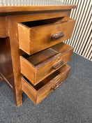 Switch Solid wood stained, green leather top retro desk with 3 drawers (H 76 x W 119 x D 66 cm) 2425 2 image