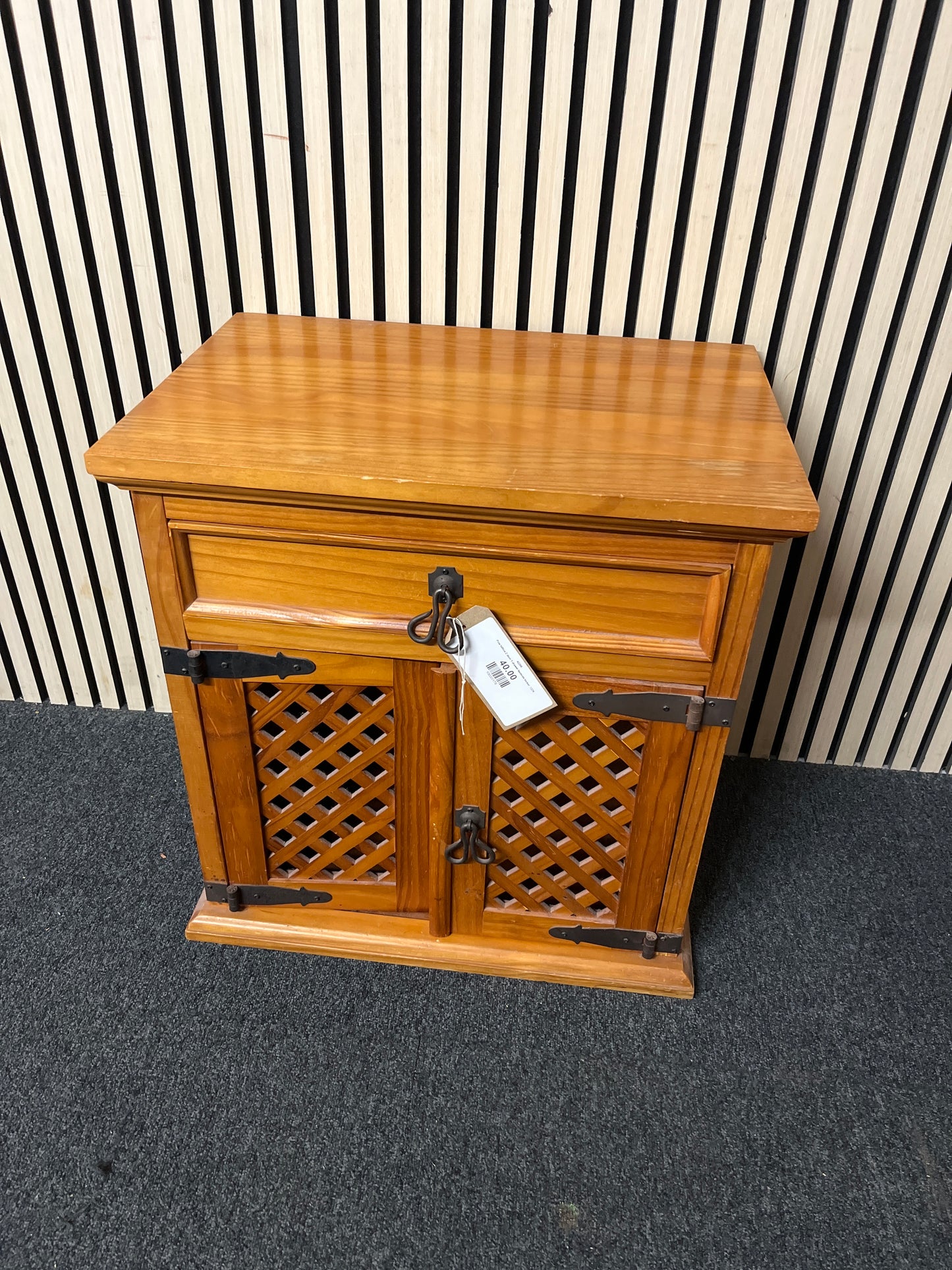 Pine lattice 2 door 1 drawer bedside locker  1226