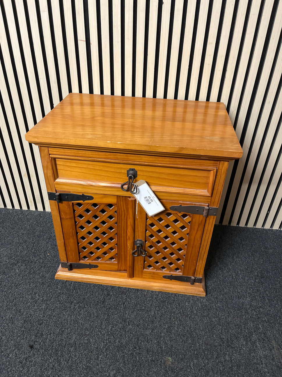 Pine lattice 2 door 1 drawer bedside locker  1226